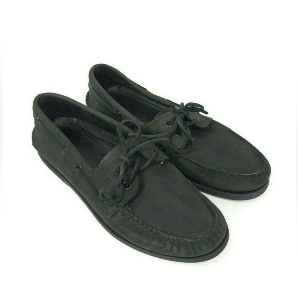 Sperry Mens Size 9 Black 2-Eye Leather Loafers